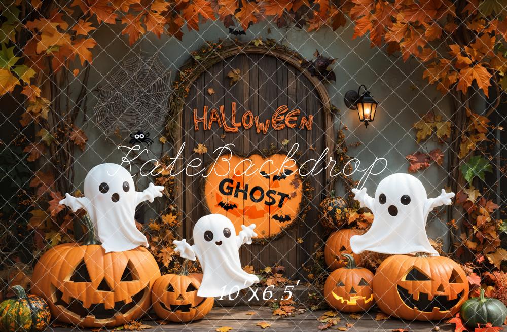 Kate Halloween Ghost Pumpkin Vintage Door Backdrop Designed by Emetselch - Image 5