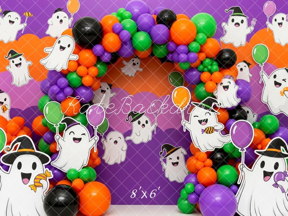 Kate Halloween Ghosts Balloons Cartoon Backdrop Designed by Patty Robert - Image 3