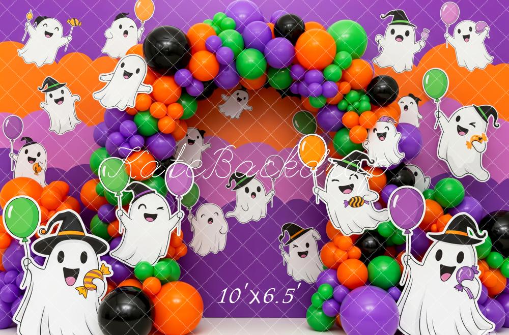 Kate Halloween Ghosts Balloons Cartoon Backdrop Designed by Patty Robert - Image 4