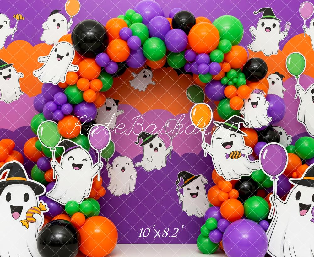 Kate Halloween Ghosts Balloons Cartoon Backdrop Designed by Patty Robert - Image 6