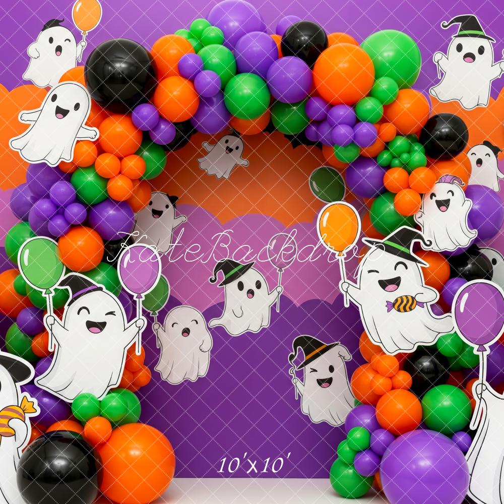 Kate Halloween Ghosts Balloons Cartoon Backdrop Designed by Patty Robert - Image 7