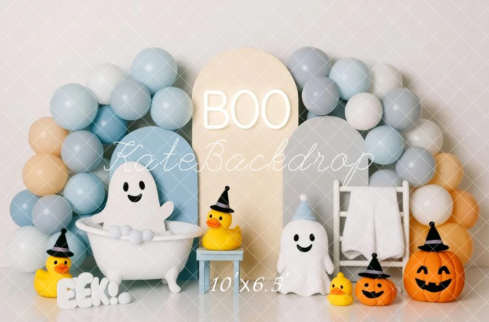 Kate Halloween Ghosts Bathtub Balloons Pumpkins Backdrop Designed by Patty Robert - Image 4