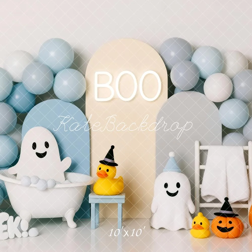 Kate Halloween Ghosts Bathtub Balloons Pumpkins Backdrop Designed by Patty Robert - Image 7