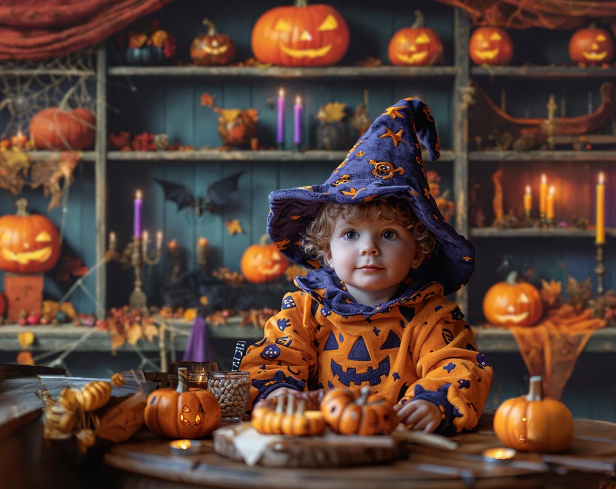 Kate Halloween Green Shabby Wooden Pumpkin Store Room Set - Image 2