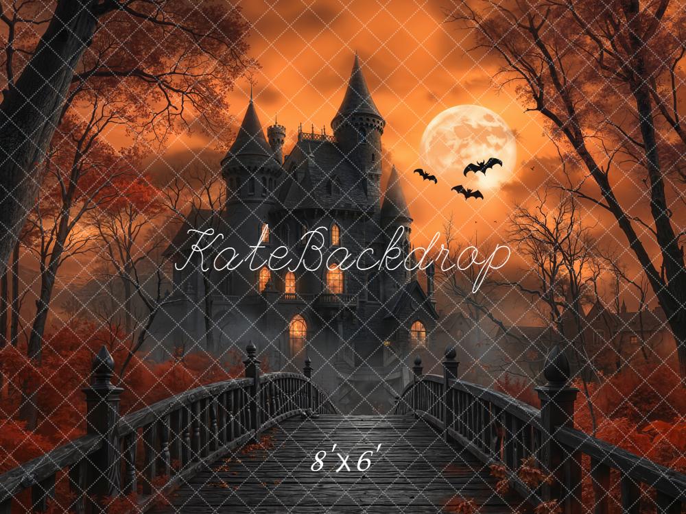 Kate Halloween Haunted Castle Bridge Moon Backdrop Designed by Emetselch - Image 3