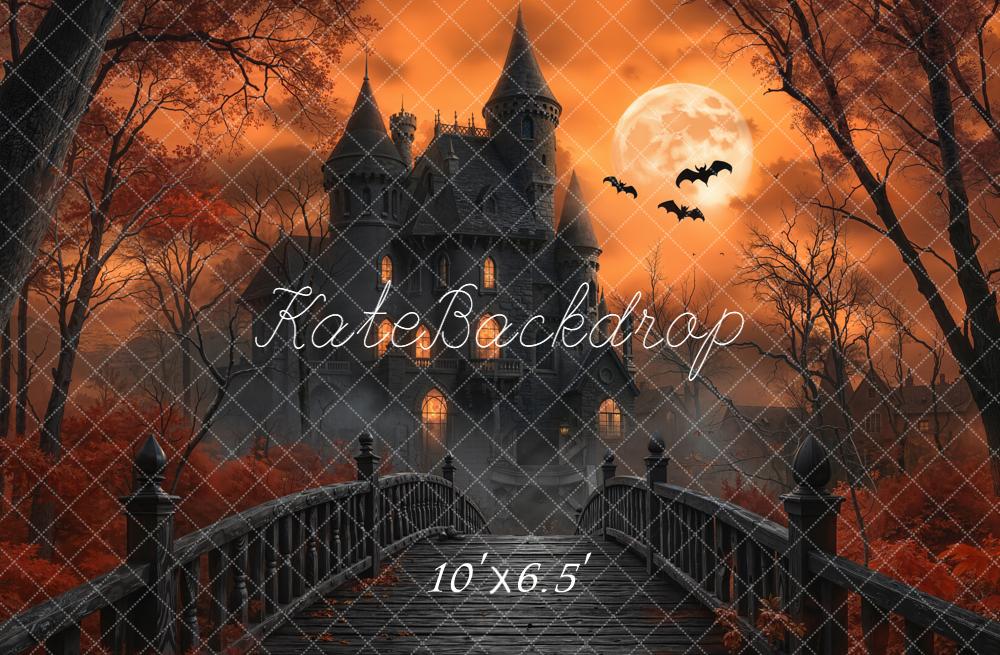 Kate Halloween Haunted Castle Bridge Moon Backdrop Designed by Emetselch - Image 4
