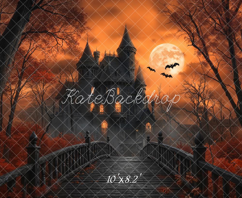 Kate Halloween Haunted Castle Bridge Moon Backdrop Designed by Emetselch - Image 6