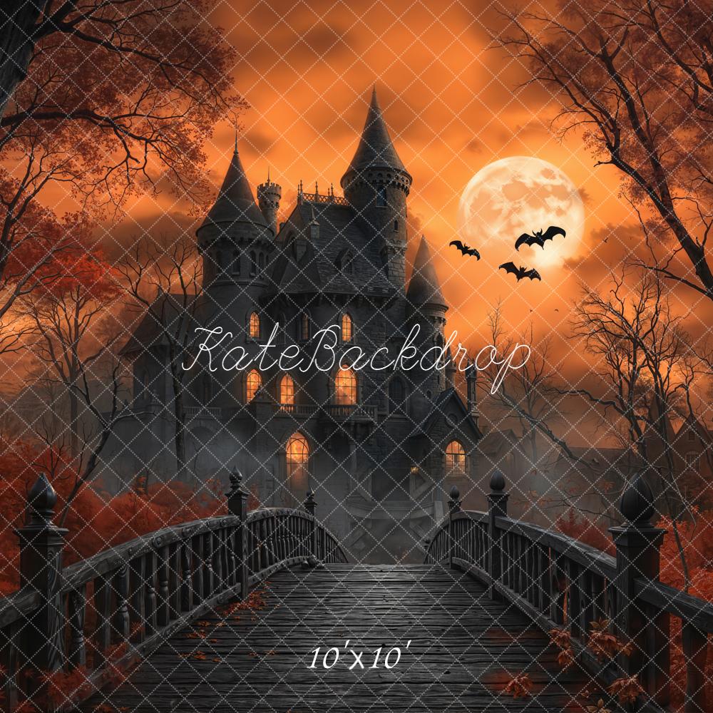 Kate Halloween Haunted Castle Bridge Moon Backdrop Designed by Emetselch - Image 7