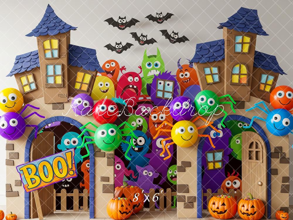 Kate Halloween Haunted House Colourful Spiders Backdrop Designed by Patty Robert - Image 3