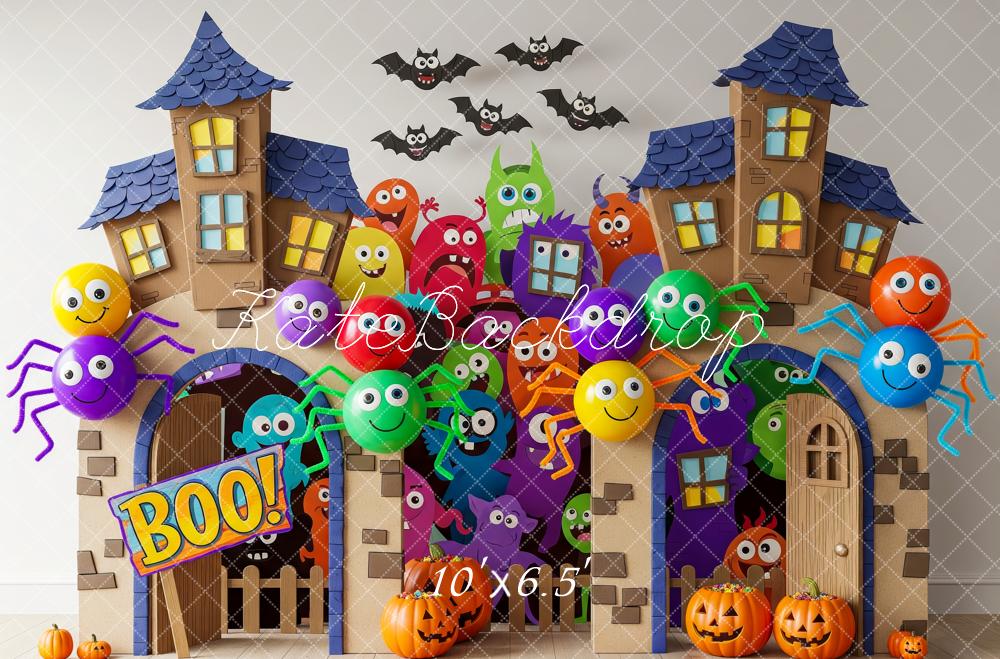 Kate Halloween Haunted House Colourful Spiders Backdrop Designed by Patty Robert - Image 4
