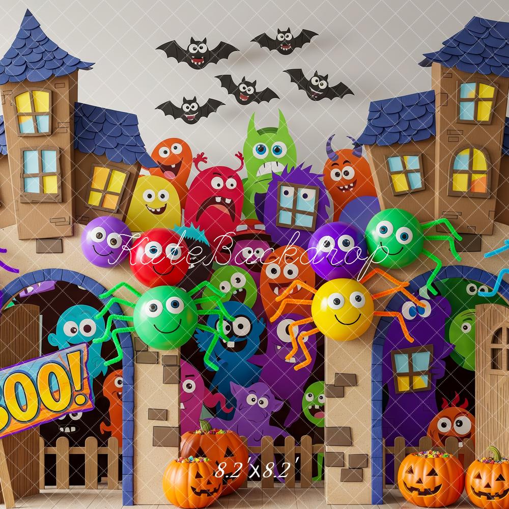 Kate Halloween Haunted House Colourful Spiders Backdrop Designed by Patty Robert - Image 5