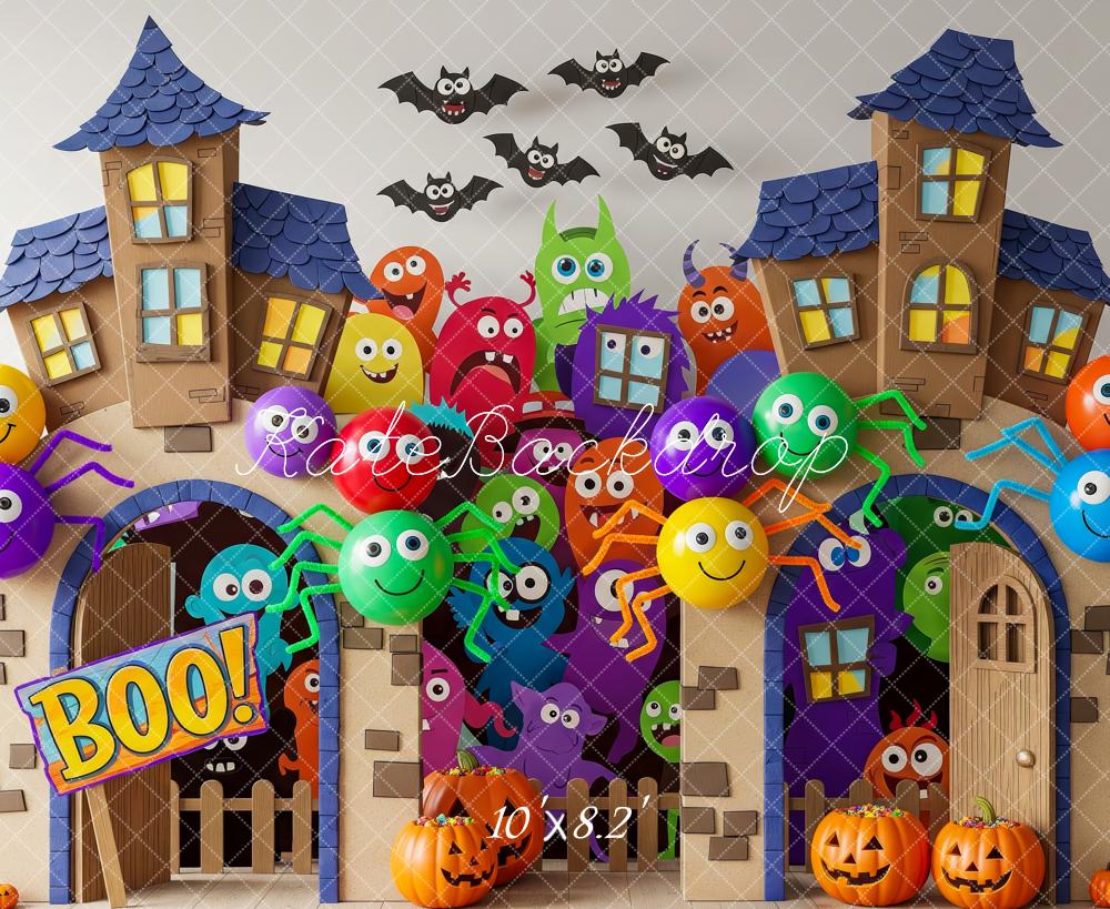Kate Halloween Haunted House Colourful Spiders Backdrop Designed by Patty Robert - Image 6