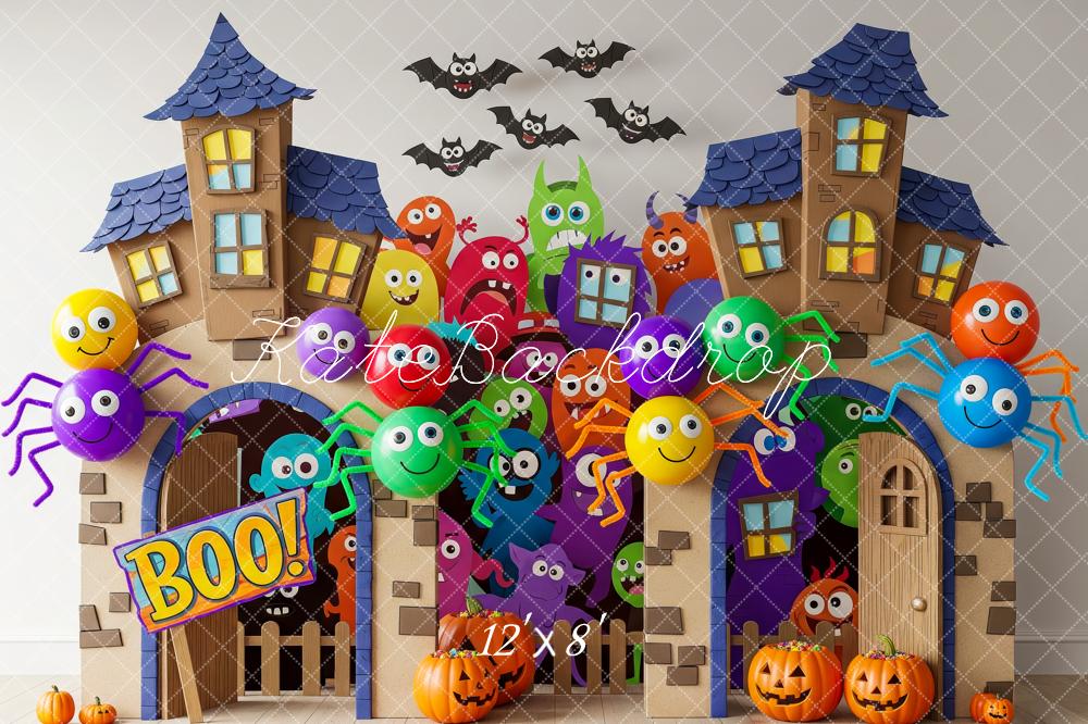 Kate Halloween Haunted House Colourful Spiders Backdrop Designed by Patty Robert - Image 8