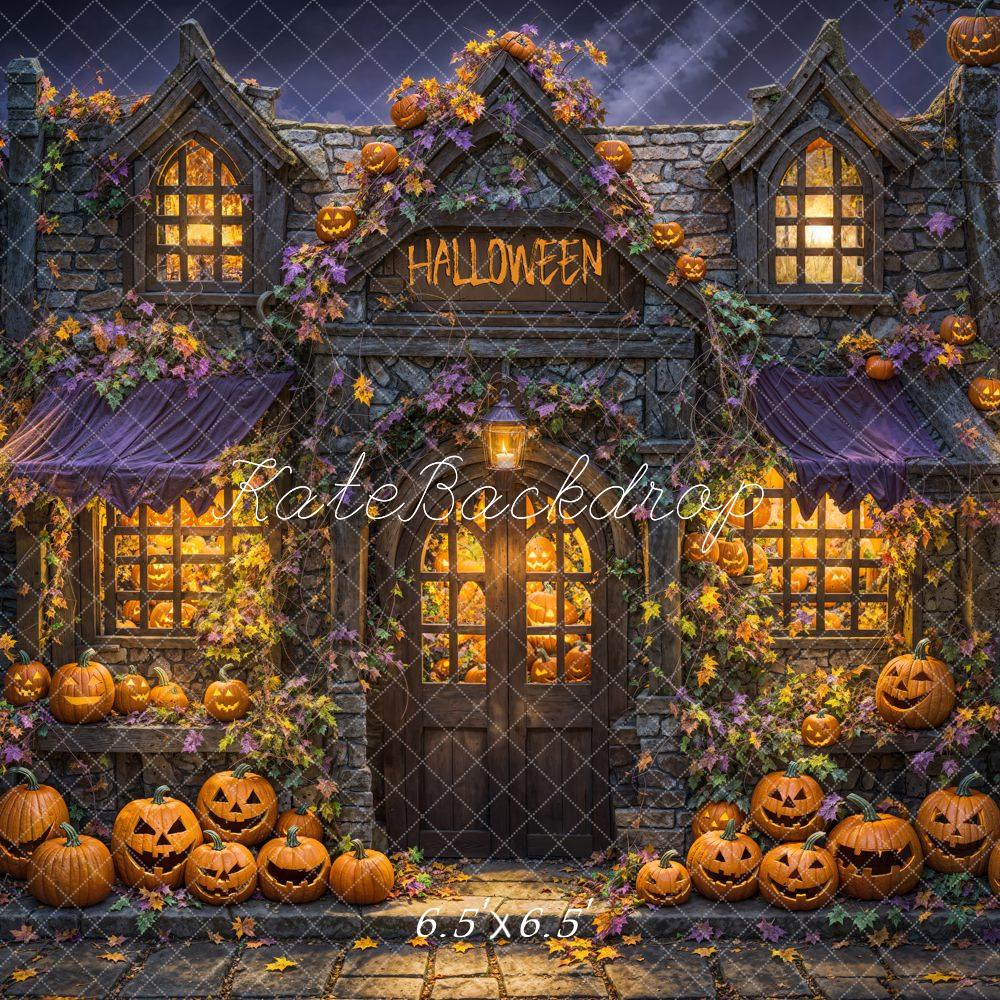 Kate Halloween Haunted House Pumpkins Backdrop Designed by Emetselch - Image 2