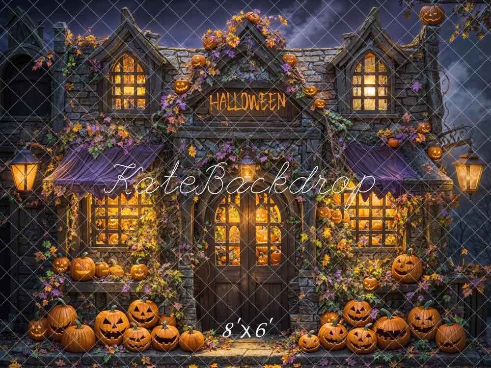 Kate Halloween Haunted House Pumpkins Backdrop Designed by Emetselch - Image 3
