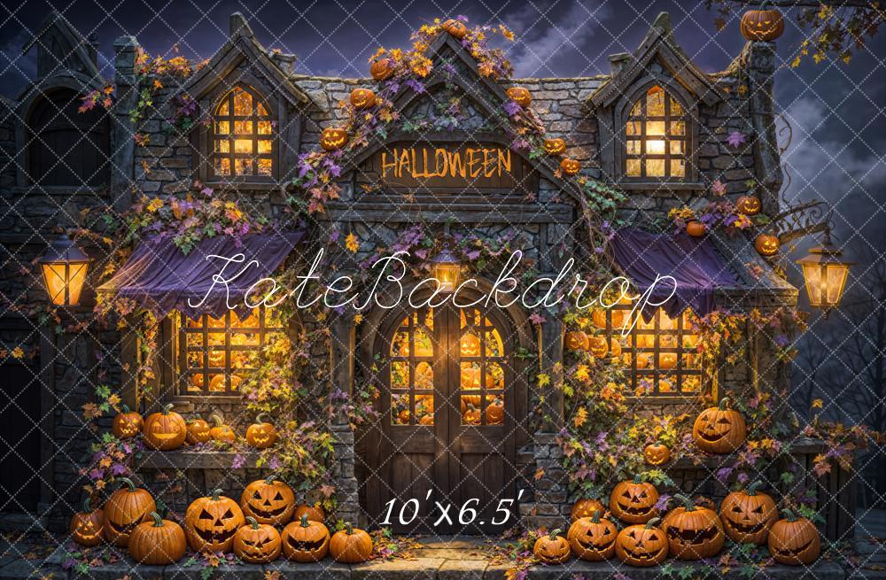 Kate Halloween Haunted House Pumpkins Backdrop Designed by Emetselch - Image 4