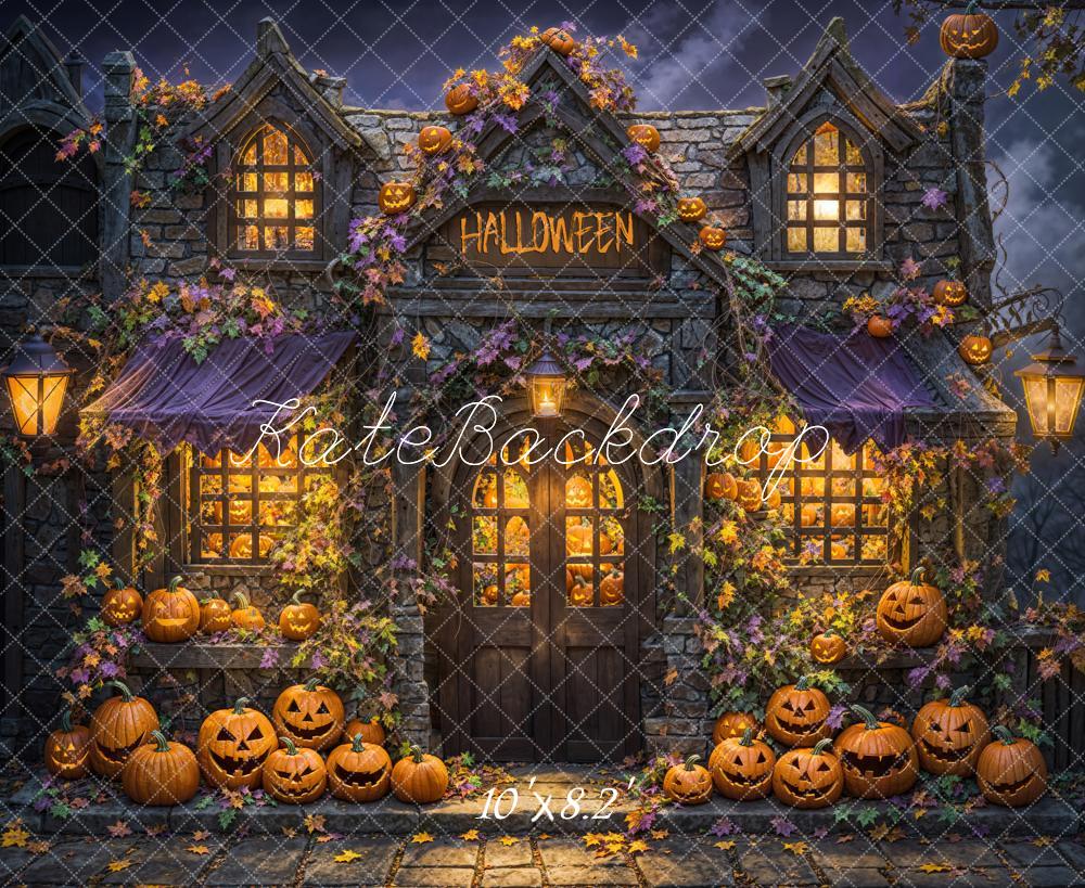 Kate Halloween Haunted House Pumpkins Backdrop Designed by Emetselch - Image 5