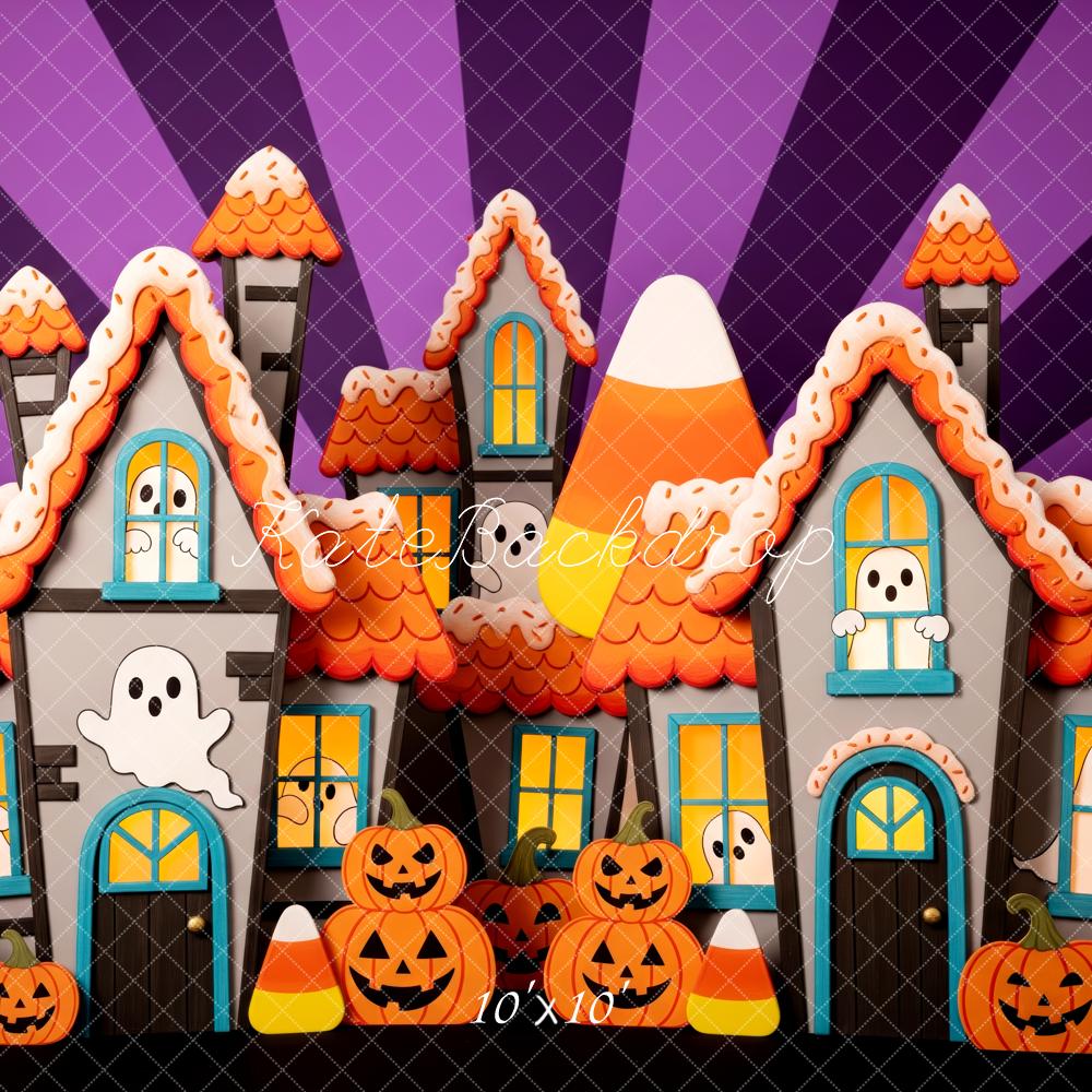 Kate Halloween Haunted Houses Ghosts Pumpkins Backdrop Designed by Patty Robert - Image 7