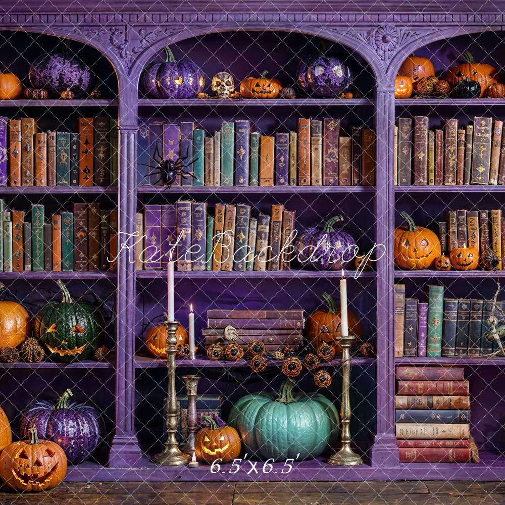 Kate Halloween Magic Purple Bookcase Backdrop Designed by Emetselch - Image 2