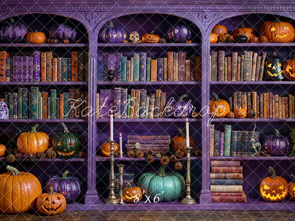 Kate Halloween Magic Purple Bookcase Backdrop Designed by Emetselch - Image 3