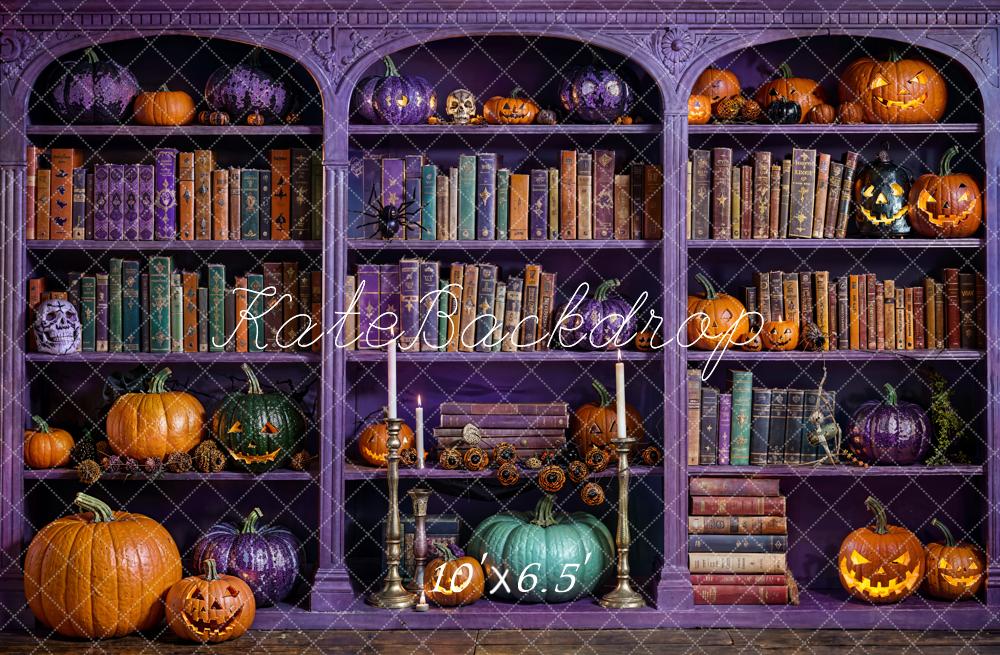 Kate Halloween Magic Purple Bookcase Backdrop Designed by Emetselch - Image 4