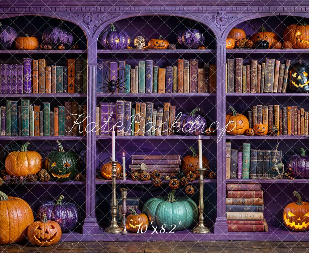 Kate Halloween Magic Purple Bookcase Backdrop Designed by Emetselch - Image 5