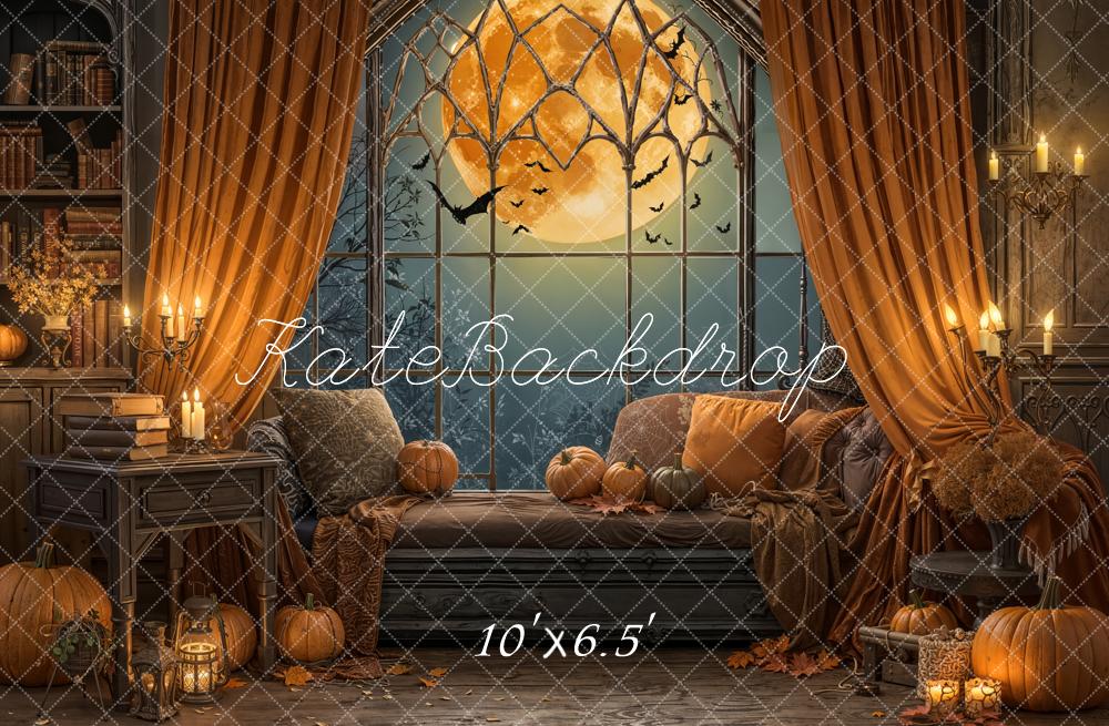 Kate Halloween Moon Gothic Window Fleece Backdrop Designed by Emetselch - Image 2