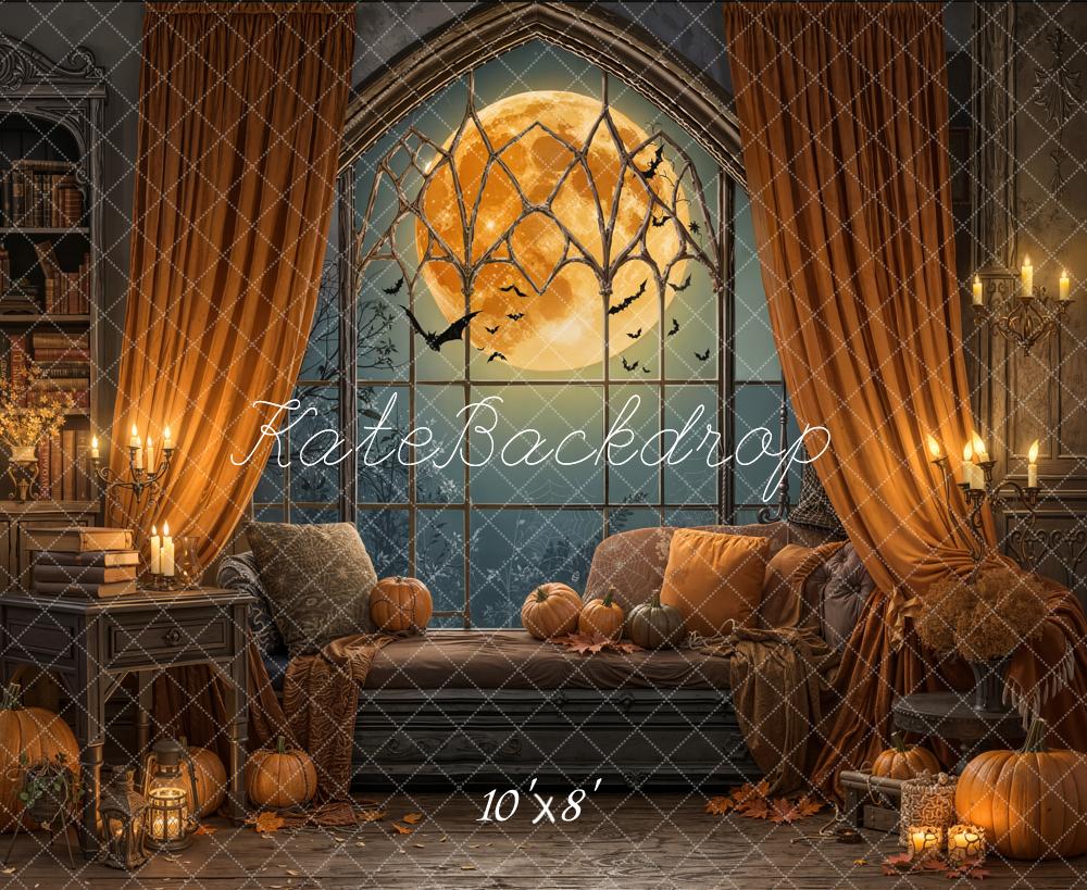 Kate Halloween Moon Gothic Window Fleece Backdrop Designed by Emetselch - Image 3