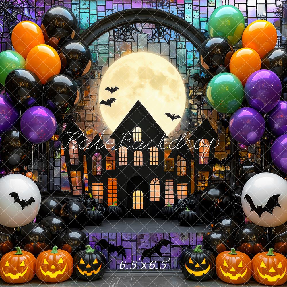 Kate Halloween Moon Haunted House Balloons Backdrop Designed by Mini MakeBelieve - Image 3
