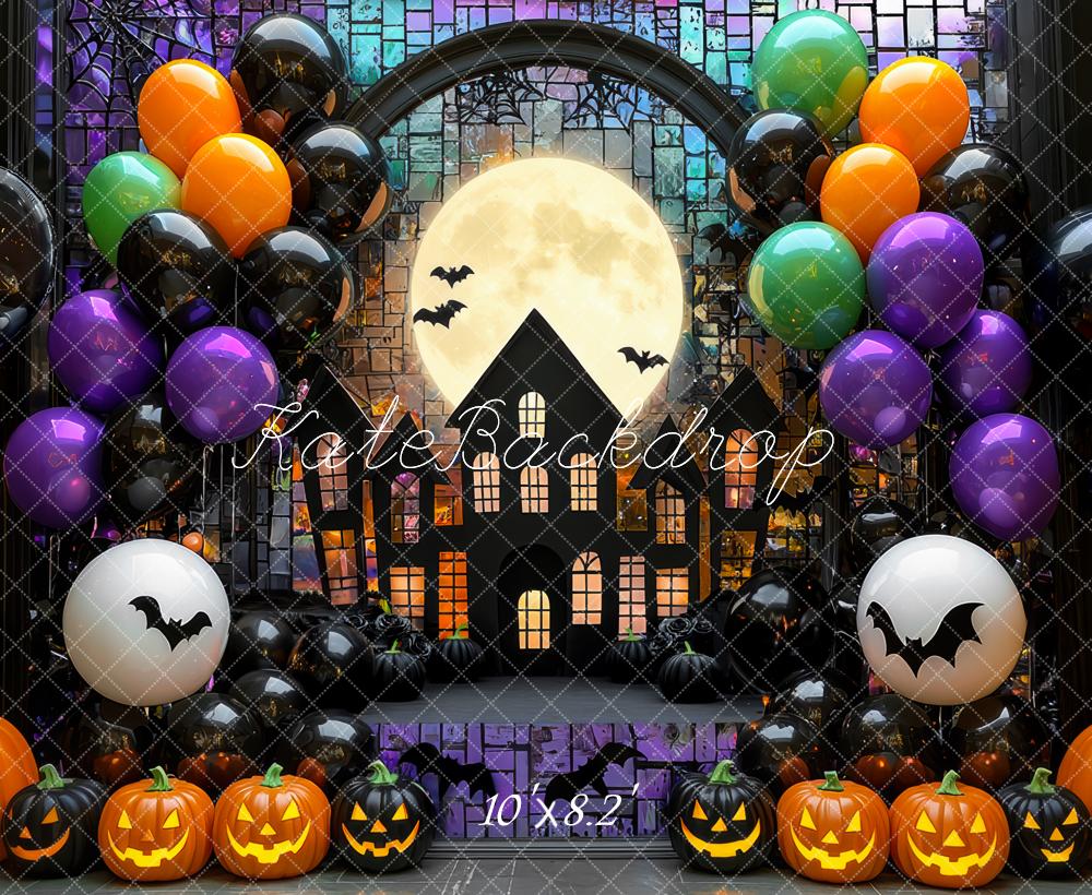 Kate Halloween Moon Haunted House Balloons Backdrop Designed by Mini MakeBelieve - Image 6