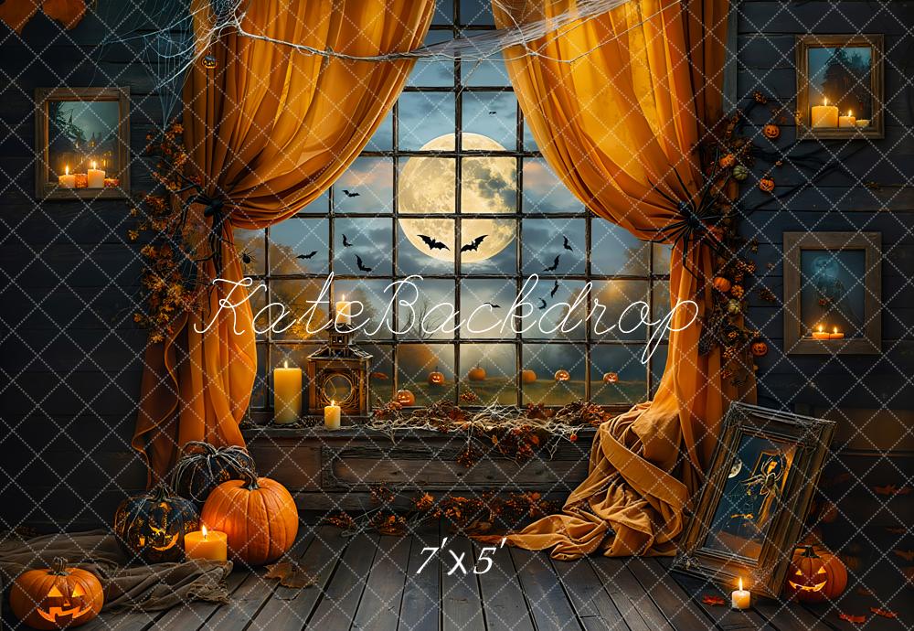 Kate Halloween Night Bat Curtain Window Backdrop Designed by Emetselch - Image 2