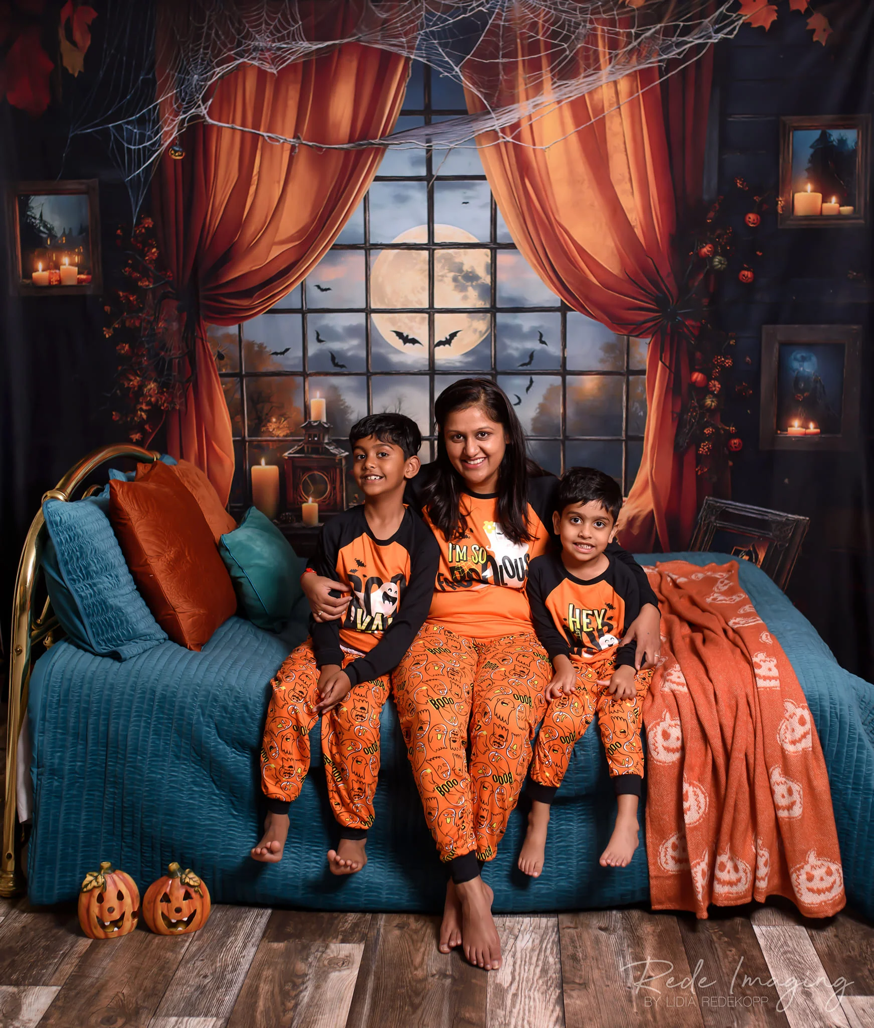 Kate Halloween Night Bat Curtain Window Backdrop Designed by Emetselch - Image 3