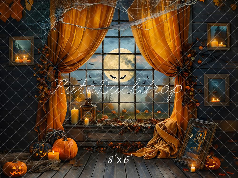 Kate Halloween Night Bat Curtain Window Backdrop Designed by Emetselch - Image 5
