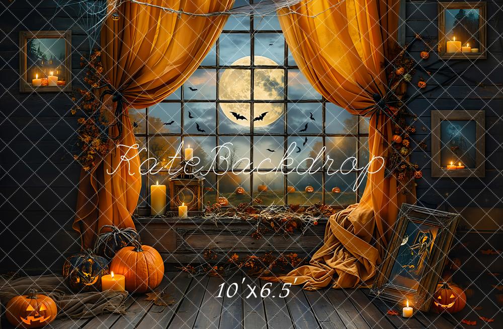Kate Halloween Night Bat Curtain Window Backdrop Designed by Emetselch - Image 6