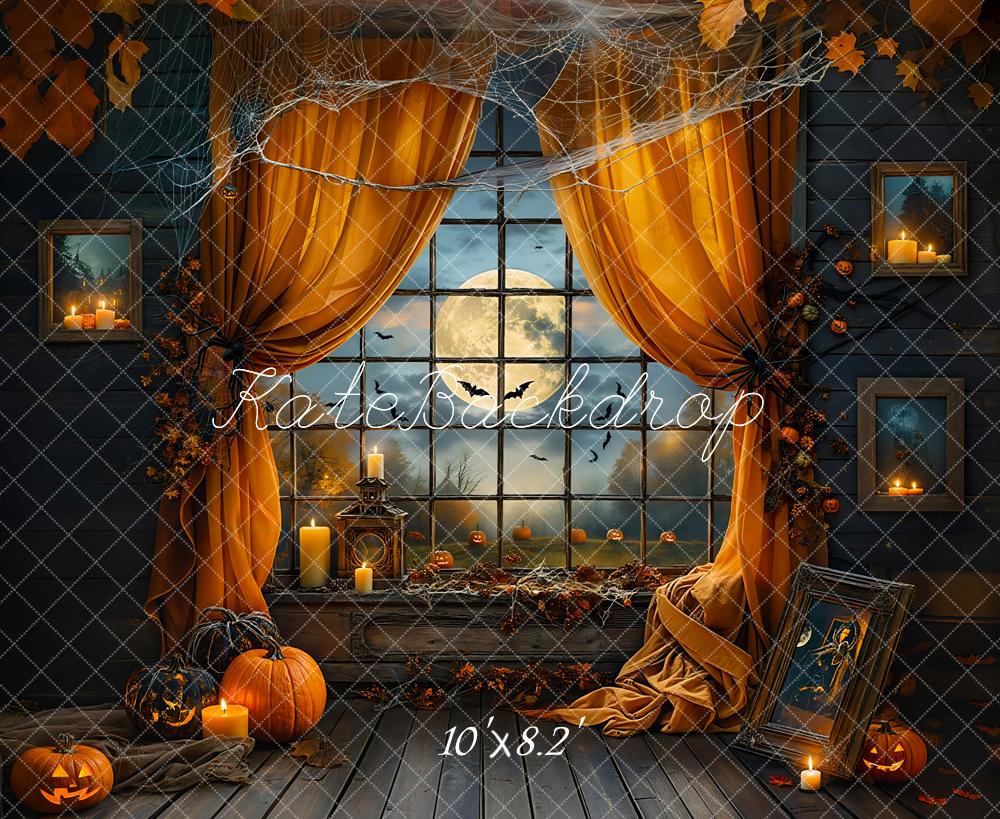 Kate Halloween Night Bat Curtain Window Backdrop Designed by Emetselch - Image 7