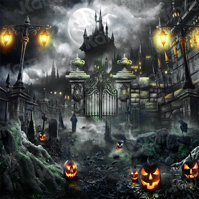 Kate Halloween Night Gate Castle Backdrop for Photography - Image 6