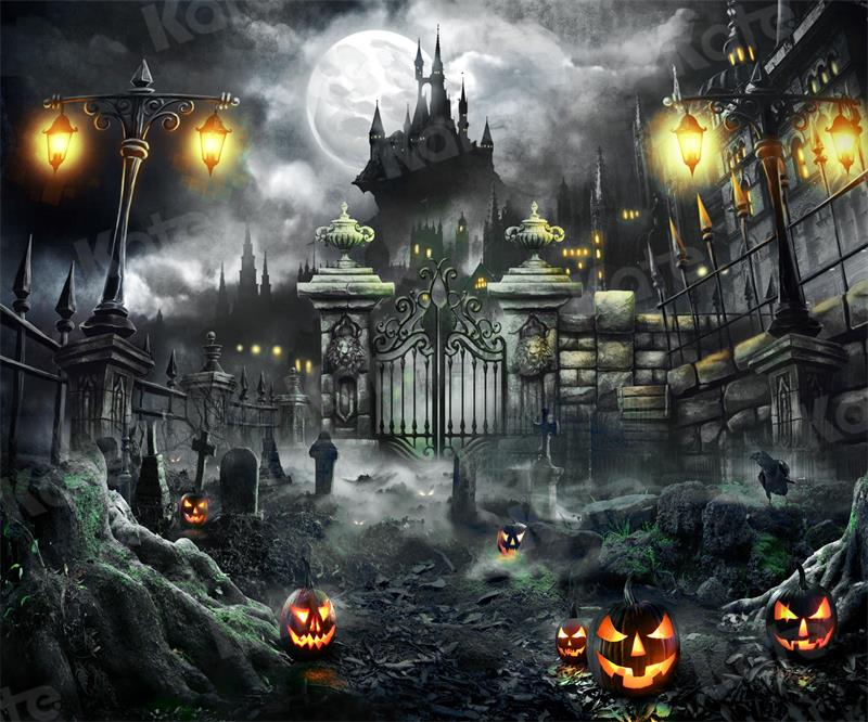 Kate Halloween Night Gate Castle Backdrop for Photography - Image 7