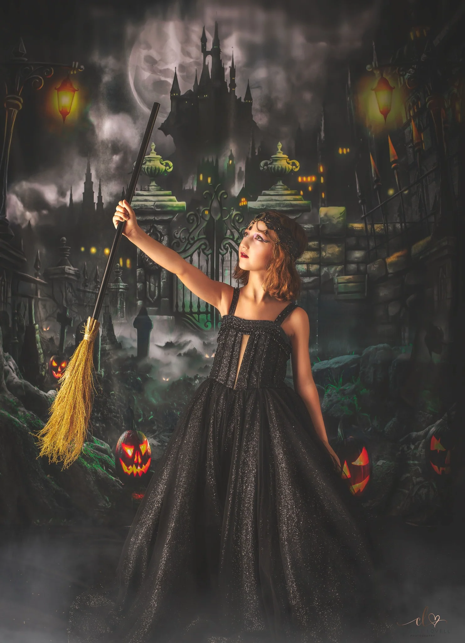 Kate Halloween Night Gate Castle Backdrop for Photography - Image 8