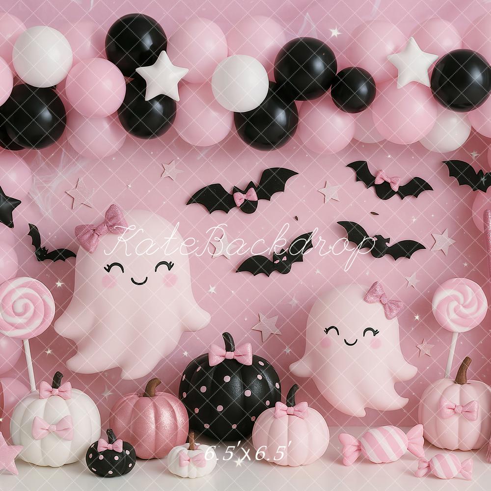 Kate Halloween Pink Ghost Balloons Backdrop Designed by Ashley Paul - Image 3