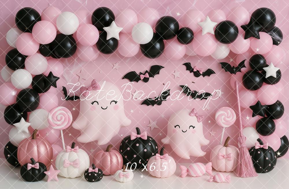 Kate Halloween Pink Ghost Balloons Backdrop Designed by Ashley Paul - Image 4
