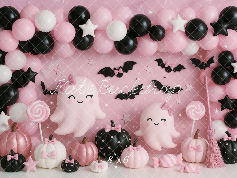 Kate Halloween Pink Ghost Balloons Backdrop Designed by Ashley Paul - Image 5