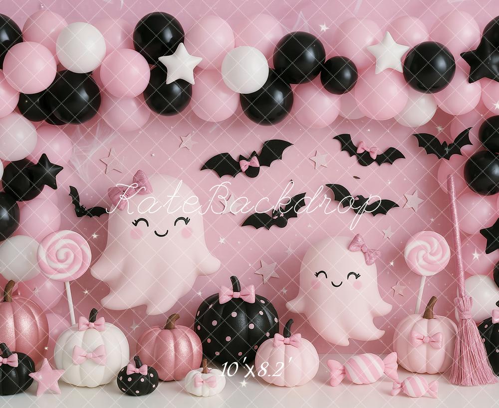 Kate Halloween Pink Ghost Balloons Backdrop Designed by Ashley Paul - Image 6