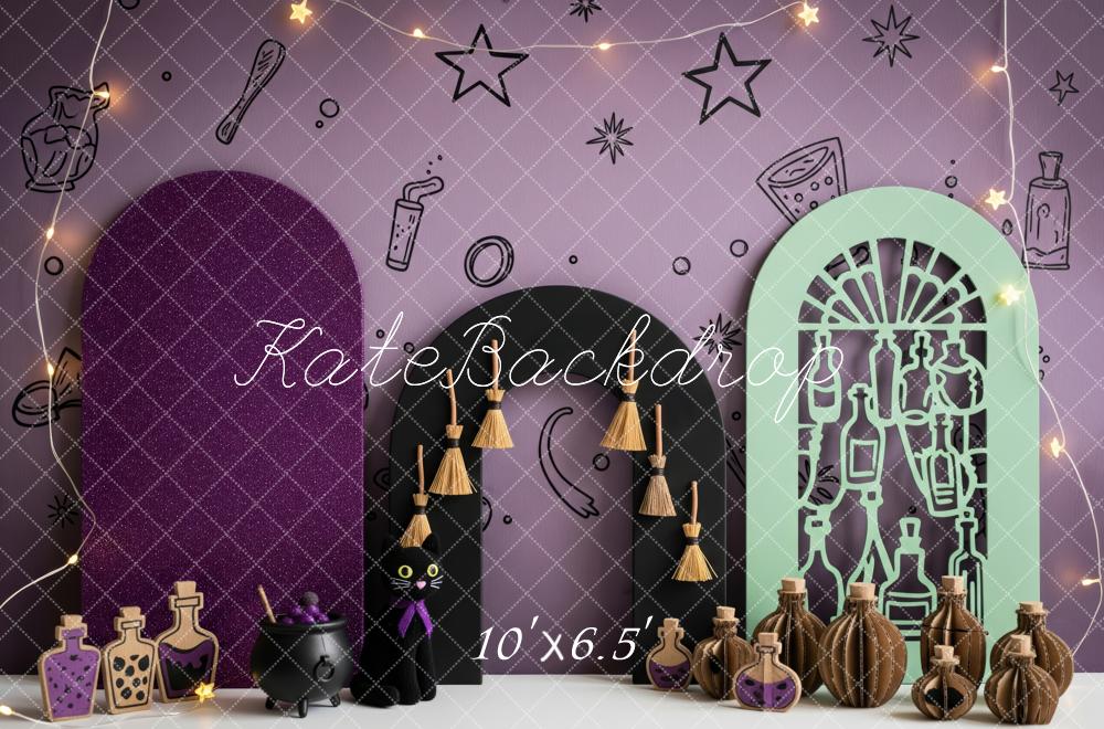 Kate Halloween Potions Stars Purple Backdrop Designed by Patty Robert - Image 4