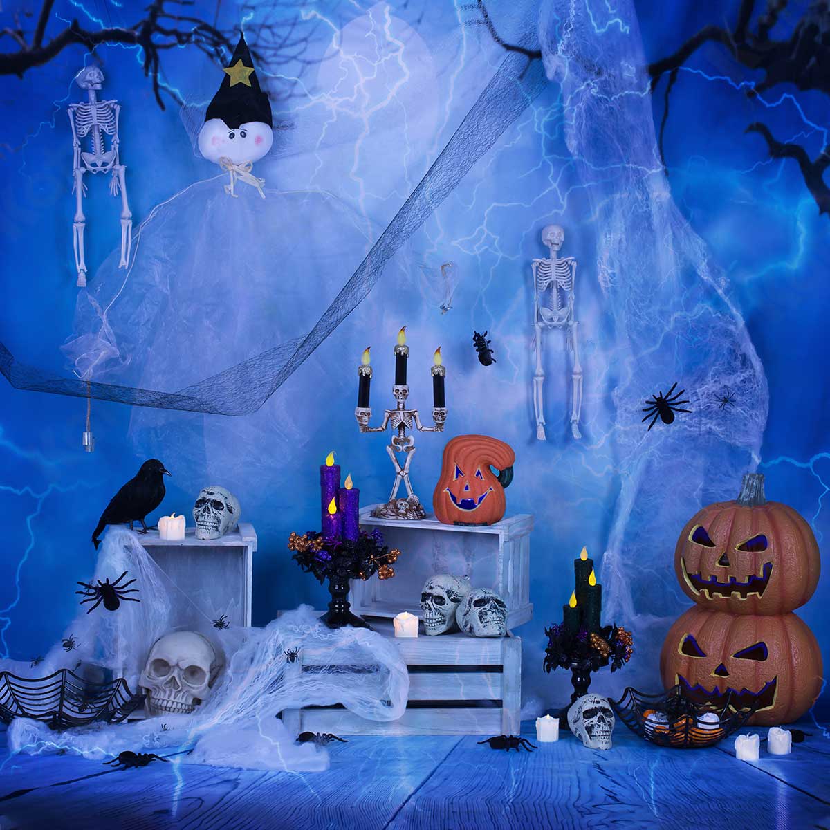 Kate Halloween Pumpkin And Dragonfly Decorations Backdrop for Photography designed by Studio Gumot - Image 3