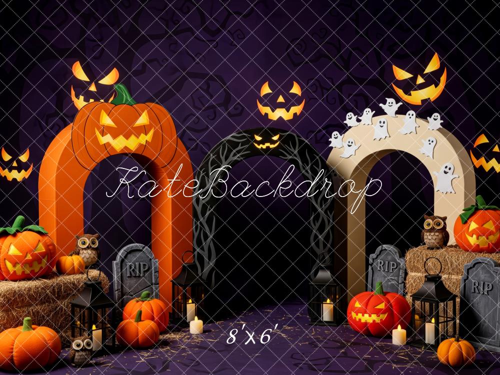 Kate Halloween Pumpkin Arch Ghost Owl Backdrop Designed by Patty Robert - Image 3