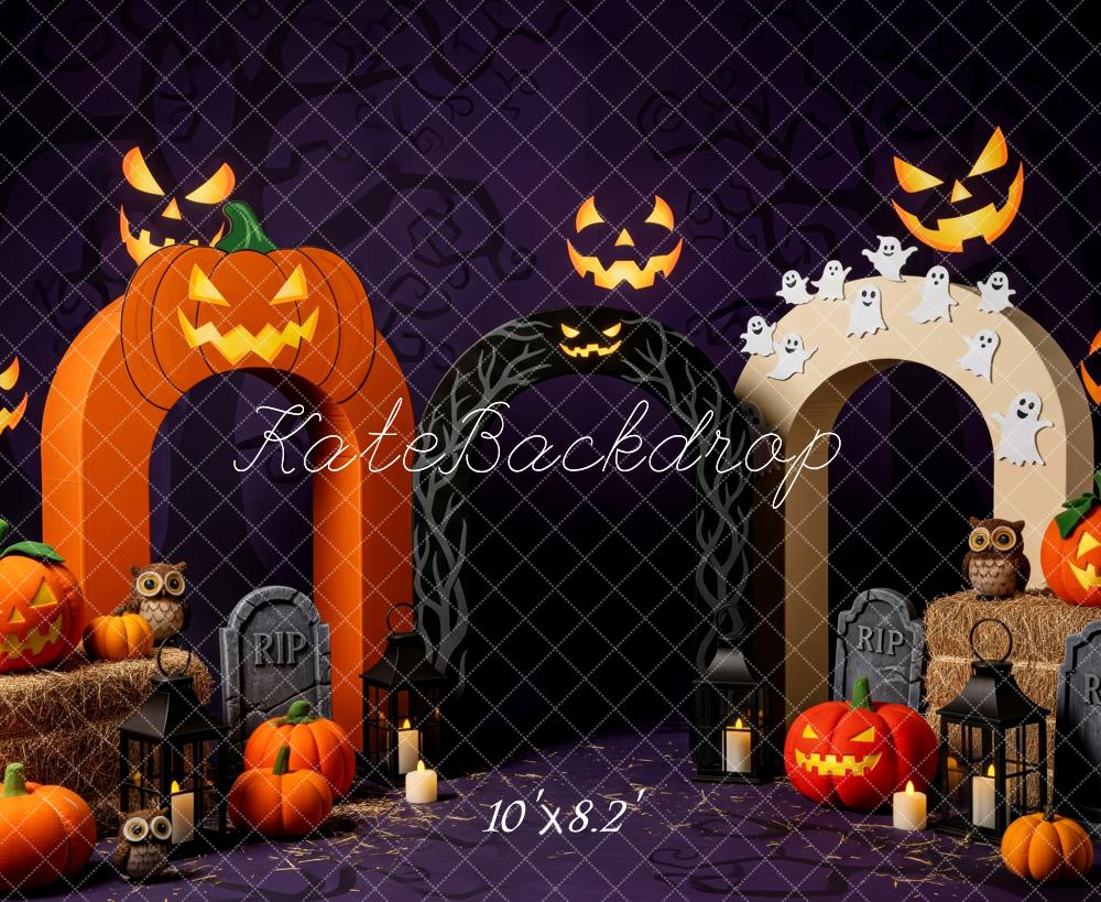 Kate Halloween Pumpkin Arch Ghost Owl Backdrop Designed by Patty Robert - Image 6
