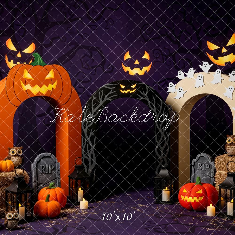 Kate Halloween Pumpkin Arch Ghost Owl Backdrop Designed by Patty Robert - Image 7