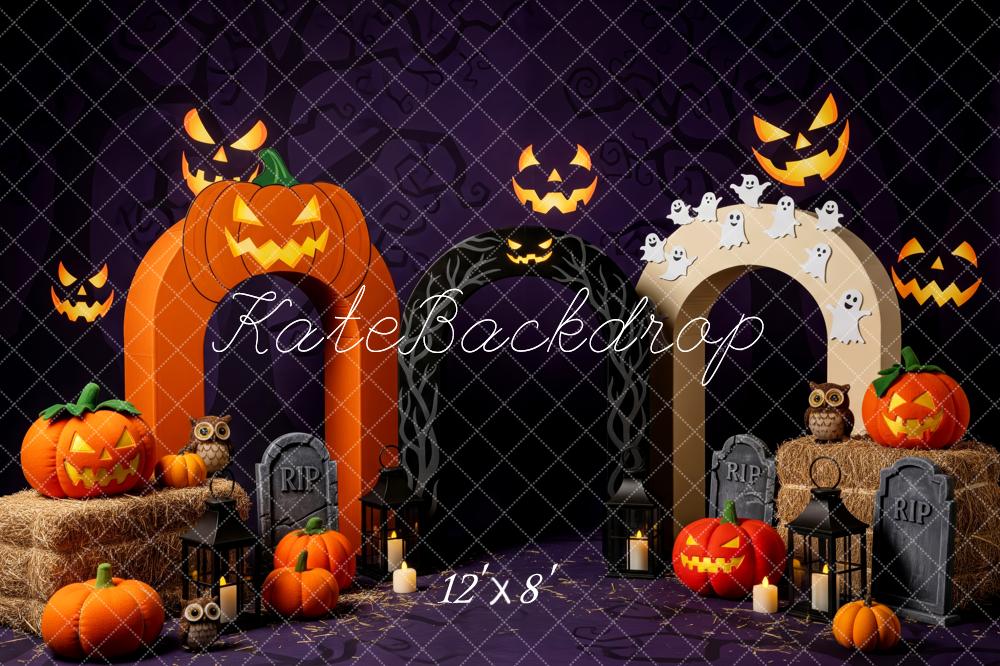 Kate Halloween Pumpkin Arch Ghost Owl Backdrop Designed by Patty Robert - Image 8
