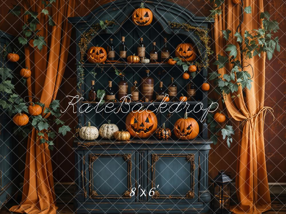 Kate Halloween Pumpkin Curtain Retro Cabinet Backdrop Designed by Emetselch - Image 3