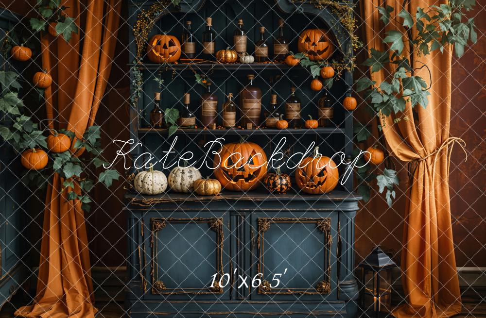 Kate Halloween Pumpkin Curtain Retro Cabinet Backdrop Designed by Emetselch - Image 4